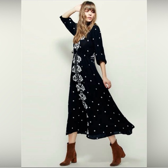 Free People Embroidered Fable Midi Dress - Picture 1 of 10